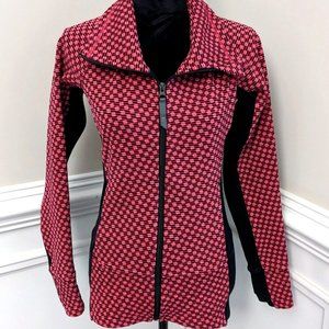 LULULEMON Athletic Fitted JACKET SIZE 4 Black Pink Check Gingham Women's Zip Run